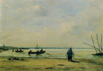 尤金 佈丹 The Shore at Low Tide near Honfleur 尤金 佈丹 The Shore at Low Tide near Honfleur